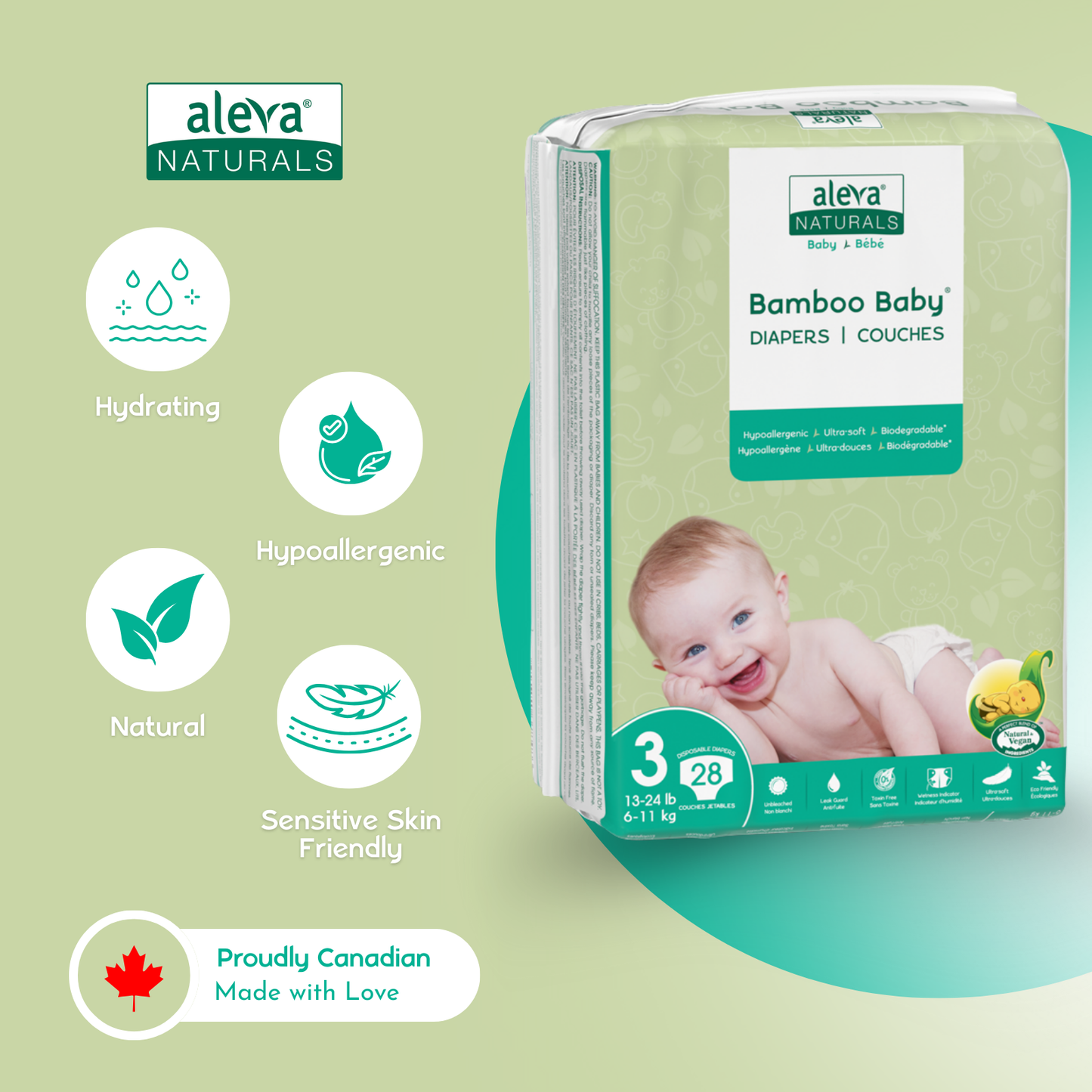 Bamboo Baby Diapers - Size 3
